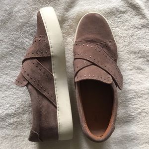 Frye slip on with Velcro and studs